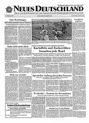Neues Deutschland Online-Archiv vom 14.09.1962