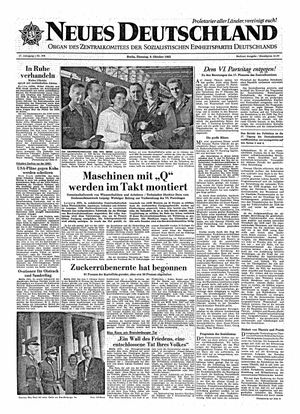 Neues Deutschland Online-Archiv vom 09.10.1962