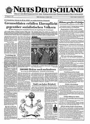 Neues Deutschland Online-Archiv vom 11.10.1962