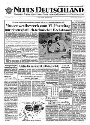 Neues Deutschland Online-Archiv vom 23.10.1962