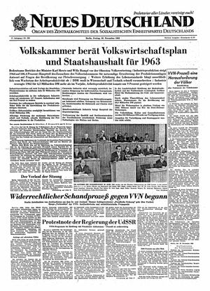 Neues Deutschland Online-Archiv vom 30.11.1962