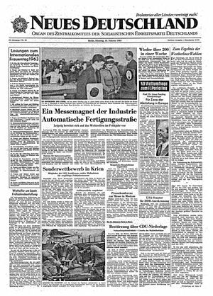 Neues Deutschland Online-Archiv vom 19.02.1963