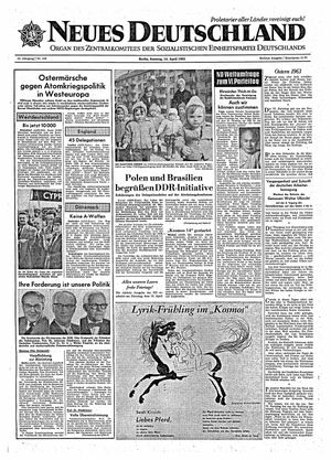 Neues Deutschland Online-Archiv vom 14.04.1963