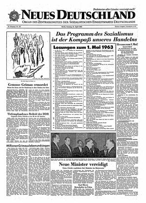 Neues Deutschland Online-Archiv vom 21.04.1963