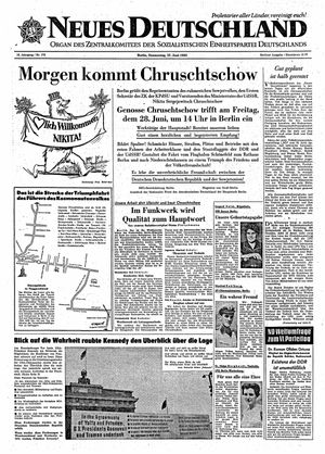 Neues Deutschland Online-Archiv vom 27.06.1963