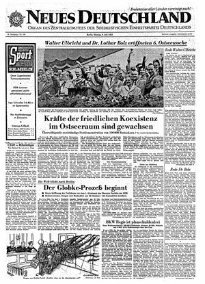 Neues Deutschland Online-Archiv vom 08.07.1963