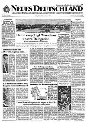 Neues Deutschland Online-Archiv vom 25.09.1963
