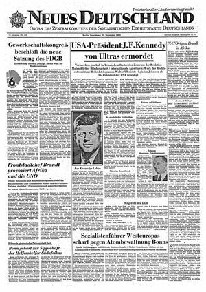 Neues Deutschland Online-Archiv vom 23.11.1963
