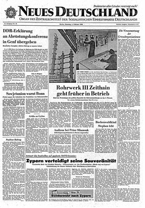 Neues Deutschland Online-Archiv vom 04.02.1964