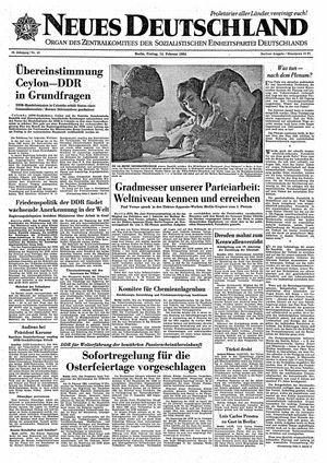 Neues Deutschland Online-Archiv vom 14.02.1964