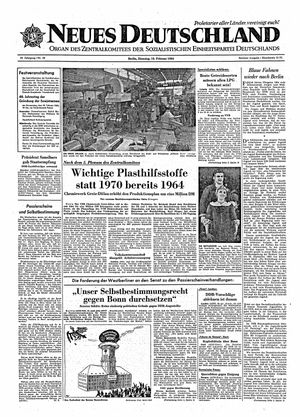 Neues Deutschland Online-Archiv on Feb 18, 1964