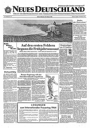Neues Deutschland Online-Archiv vom 26.02.1964