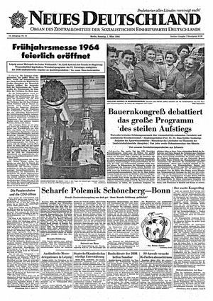 Neues Deutschland Online-Archiv vom 01.03.1964