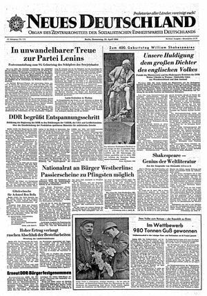 Neues Deutschland Online-Archiv vom 23.04.1964