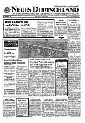 Neues Deutschland Online-Archiv vom 04.08.1964