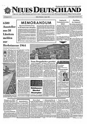 Neues Deutschland Online-Archiv vom 05.08.1964