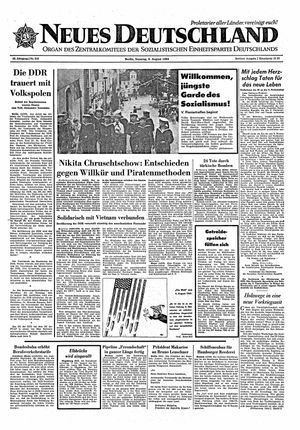 Neues Deutschland Online-Archiv vom 09.08.1964