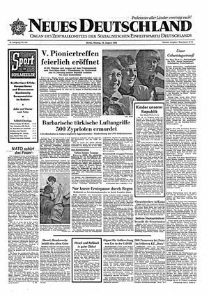 Neues Deutschland Online-Archiv vom 10.08.1964