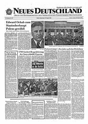 Neues Deutschland Online-Archiv vom 13.08.1964