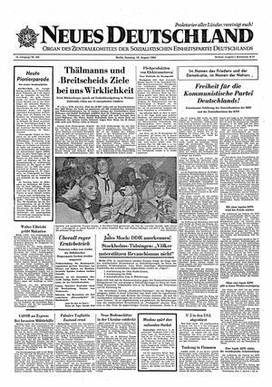 Neues Deutschland Online-Archiv vom 16.08.1964