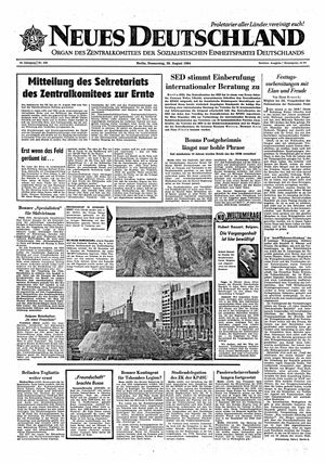 Neues Deutschland Online-Archiv vom 20.08.1964