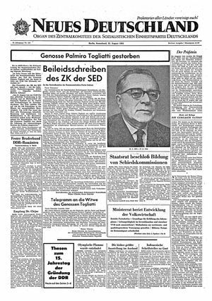 Neues Deutschland Online-Archiv vom 22.08.1964