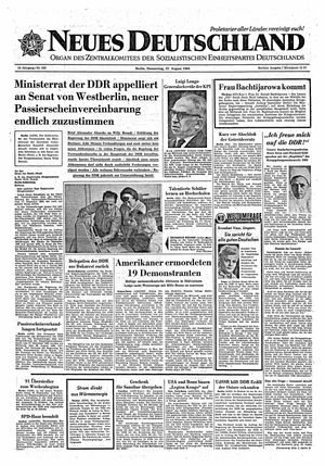 Neues Deutschland Online-Archiv vom 27.08.1964