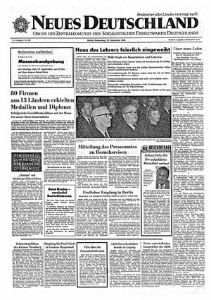 Neues Deutschland Online-Archiv vom 10.09.1964