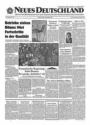 Neues Deutschland Online-Archiv vom 18.12.1964