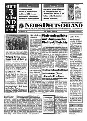 Neues Deutschland Online-Archiv vom 15.08.1966