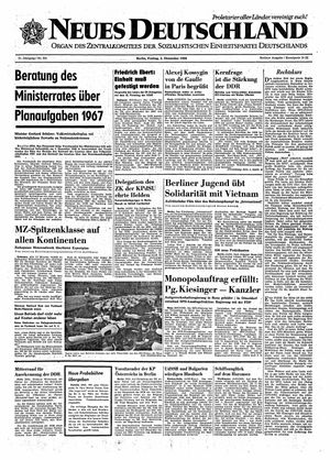 Neues Deutschland Online-Archiv vom 02.12.1966