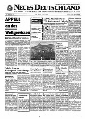 Neues Deutschland Online-Archiv vom 01.02.1967