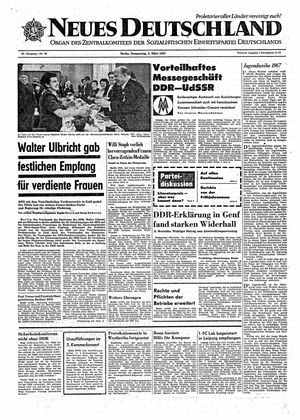 Neues Deutschland Online-Archiv vom 09.03.1967