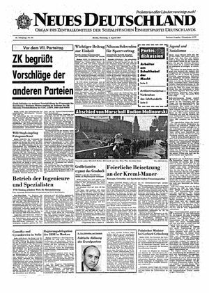 Neues Deutschland Online-Archiv vom 04.04.1967