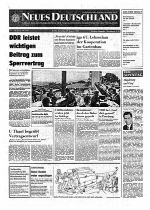 Neues Deutschland Online-Archiv vom 27.08.1967