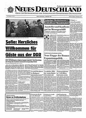 Neues Deutschland Online-Archiv vom 07.09.1967