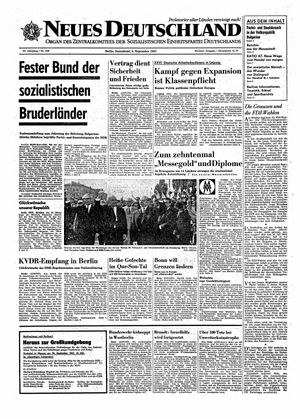 Neues Deutschland Online-Archiv vom 09.09.1967