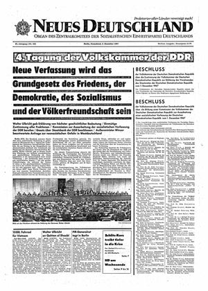 Neues Deutschland Online-Archiv vom 02.12.1967