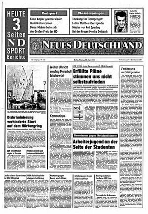 Neues Deutschland Online-Archiv vom 22.04.1968