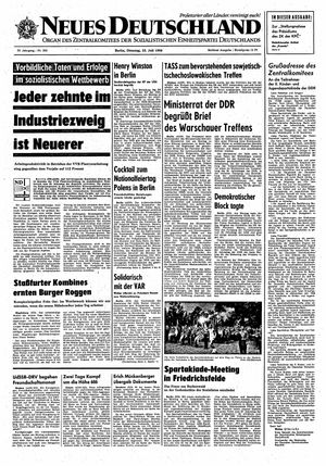 Neues Deutschland Online-Archiv vom 23.07.1968