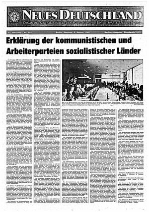 Neues Deutschland Online-Archiv vom 04.08.1968