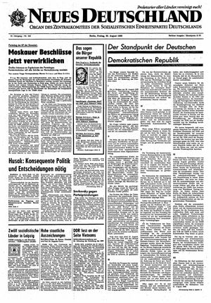 Neues Deutschland Online-Archiv vom 30.08.1968