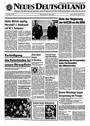 Neues Deutschland Online-Archiv vom 01.03.1969
