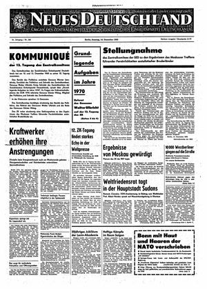 Neues Deutschland Online-Archiv vom 14.12.1969