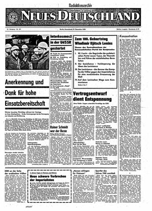 Neues Deutschland Online-Archiv vom 27.12.1969