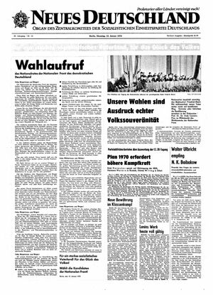 Neues Deutschland Online-Archiv vom 13.01.1970