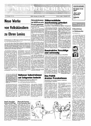Neues Deutschland Online-Archiv vom 25.01.1970