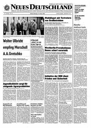 Neues Deutschland Online-Archiv vom 27.01.1970
