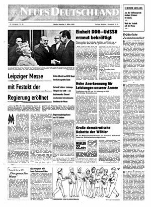 Neues Deutschland Online-Archiv vom 01.03.1970