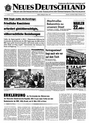 Neues Deutschland Online-Archiv vom 20.03.1970